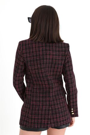 Chanel Kumaş Omuzları Vatkalı Ekose Desen Blazer Ceket - Fuşya