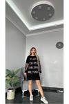 Tasarım kol file detaylı tunik Elbise Siyah