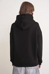 3 iplik Polarlı Kapüşonlu Sweatshirt Siyah